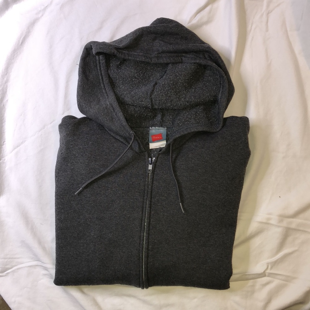 Hanes Premium Hooded Zip Up Sweatshirt With Front Pockets & Metal Zipper
